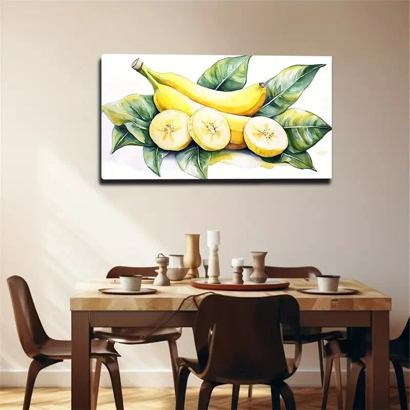 Two Whole Yellow Bananasc Wall Art Canvas Office Home Room Framed 120x60cm - Bella Home Decor