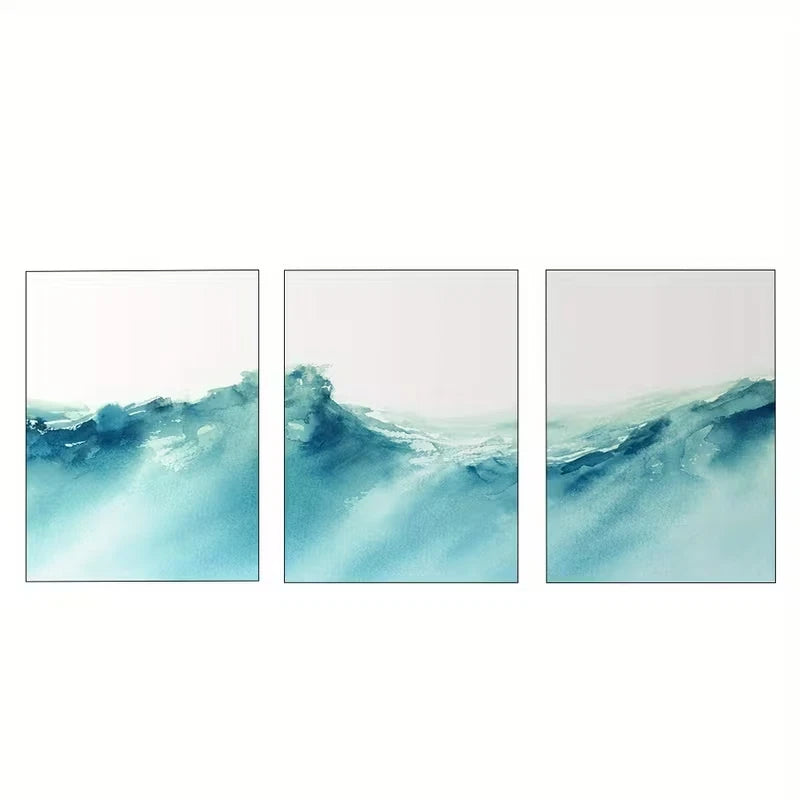 3pcs Ocean Wave Bohemian Sea Paintings  Wall Art Set Canvas Fraed 50x70cm - High Quality Print 100% Australian Made Wall Canvas Ready to Hang