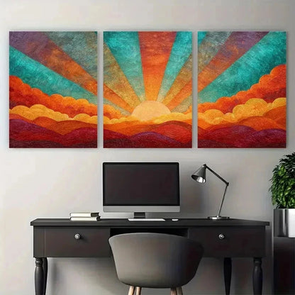 3pcs Colorful Sunshine Living Room Perfect Wall Art Set Canvas Framed 50x70cm - High Quality Print 100% Australian Made Wall Canvas Ready to Hang - Bella Home Decor