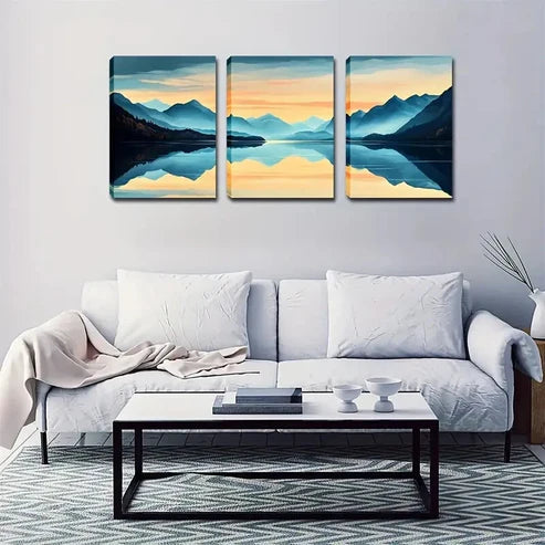 3pcs Verdant Hillside Romantic Style  Wall Art Set Canvas Unframed - High Quality Print 100% Australian Made Wall Canvas