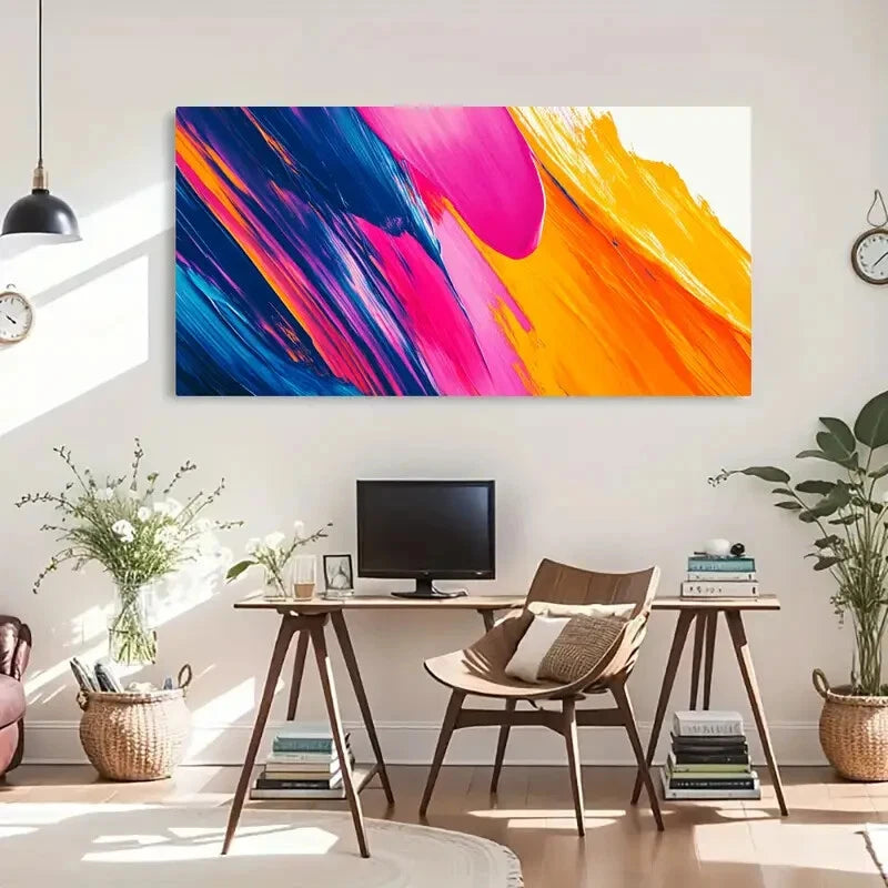 Abstract Vibrant Colors Wall Art Canvas Office Home Room Framed 120x60cm - Bella Home Decor