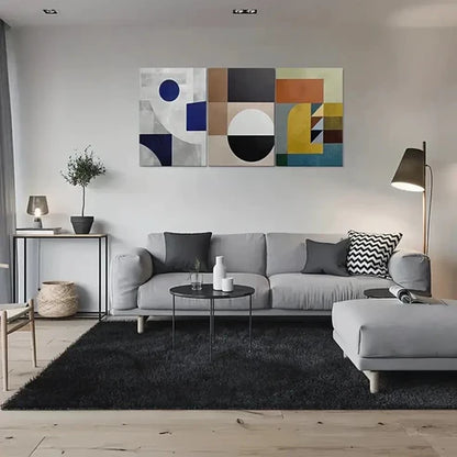 3pcs Geometric Pattern Colourful Yellow  Wall Art Set Canvas Unframed - High Quality Print 100% Australian Made Wall Canvas - Bella Home Decor