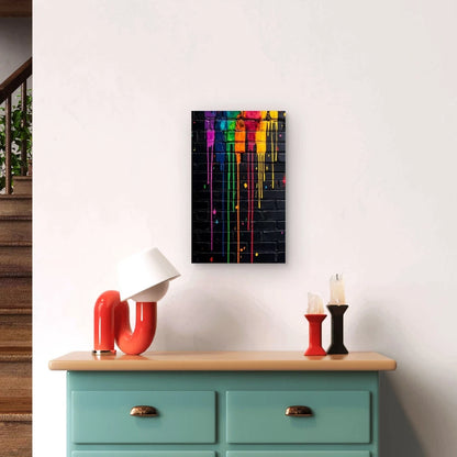 Rainbow Color Block Painting Metal Print Ready to Hang