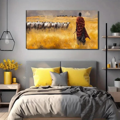 Sheep Herders Perfect Wall Art Canvas Office Home Room Framed 120x60cm