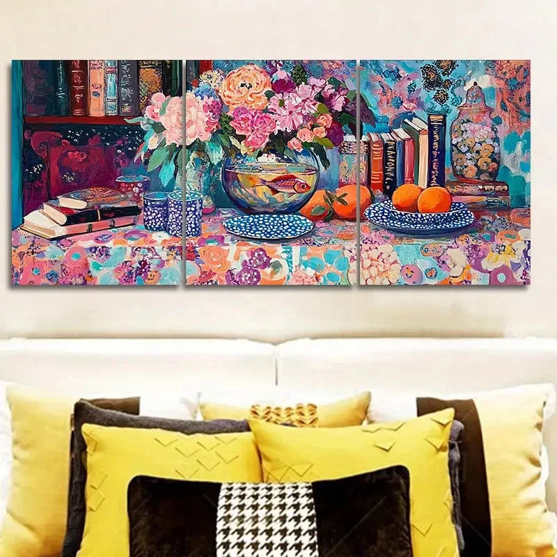 3pcs A Colorful Painting Decoration Metal Print Ready to Hang Art - Bella Home Decor