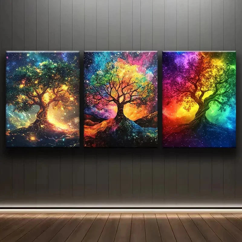 3pcs Tree of Life Abstract Wall Art Set Canvas Framed 60x90cm - High Quality Print 100% Australian Made Wall Canvas Ready to Hang