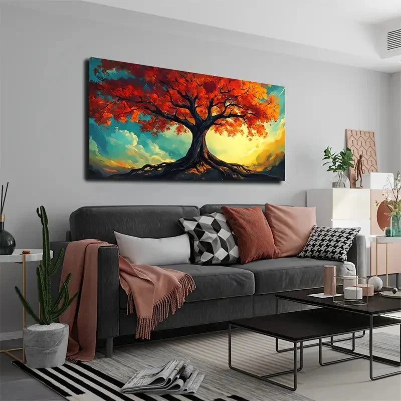 Yellow And Blue Sky Wall Art canvas office home room framed 120x60cm - Bella Home Decor