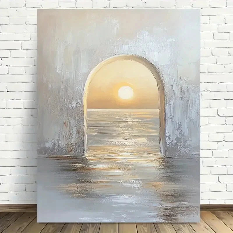 Beautiful Sunset Archway Serene Sunset Painting 40x60cm Metal Print Ready to Hang - Bella Home Decor