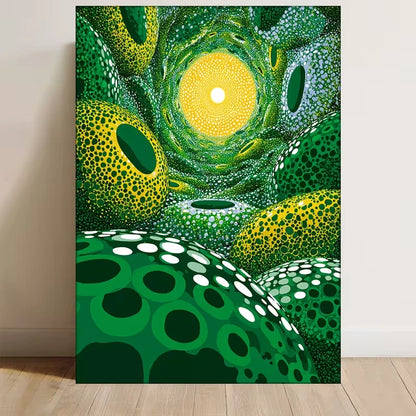 Vibrant Green & Yellow Abstract Metal Print Ready to Hang