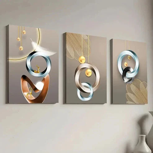 3pcs Modern Abstract Geometric Decoration Wall Art Set Canvas Unframed - High Quality Print 100% Australian Made Wall Canvas