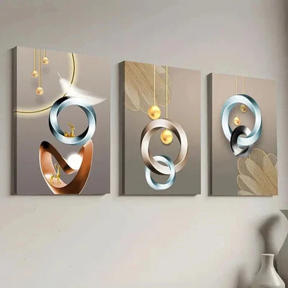 3pcs Modern Abstract Geometric Decoration Wall Art Set Canvas Unframed - High Quality Print 100% Australian Made Wall Canvas