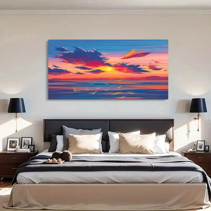 Natural Scenery Morning Sea Wall Art Canvas Office Home Room Framed 120x60cm