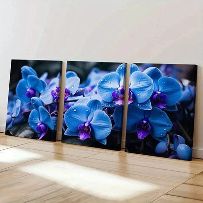 3pcs Dewy Flowers Modern Decoration Wall Art Set Canvas Framed 50x70cm - High Quality Print 100% Australian Made Wall Canvas Ready to Hang - Bella Home Decor