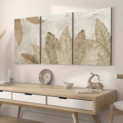 3pcs Abstract Plant Leaves Simple Perfect Wall Art Set Canvas Framed 60x90cm - High Quality Print 100% Australian Made Wall Canvas Ready to Hang - Bella Home Decor