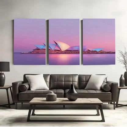 3pcs Sydney Opera House Aesthetic Painting Wall Art Set Canvas Framed 50x70cm - High Quality Print 100% Australian Made Wall Canvas Ready to Hang