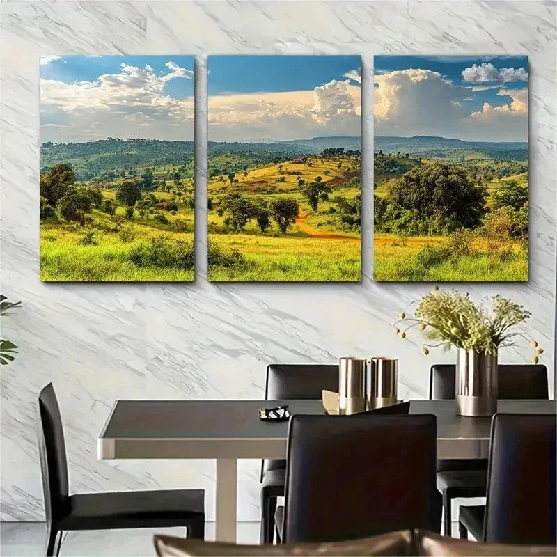 3pcs Uganda Travel Africa Nature Perfect Wall Art Set Canvas Framed 50x70cm - High Quality Print 100% Australian Made Wall Canvas Ready to Hang
