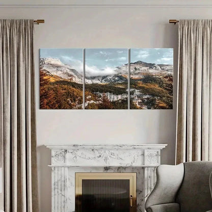 3pcs Mountains and Cloudy Landscape Wall Art Set Canvas Framed 60x90cm - High Quality Print 100% Australian Made Wall Canvas Ready to Hang