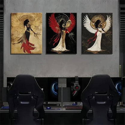 3pcs Goddess Angel Mystical Spiritual Perfect Wall Art Set Canvas Framed 50x70cm - High Quality Print 100% Australian Made Wall Canvas Ready to Hang - Bella Home Decor