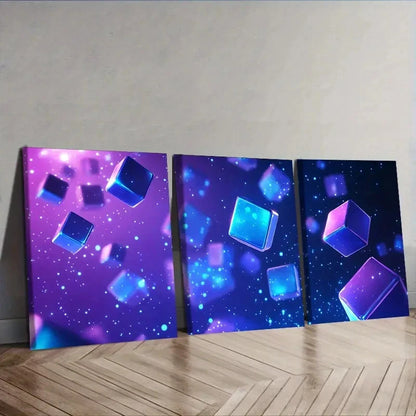 3pcs futuristic technology or gaming Wall Art Set Canvas Framed 50x70cm - High Quality Print 100% Australian Made Wall Canvas Ready to Hang - Bella Home Decor