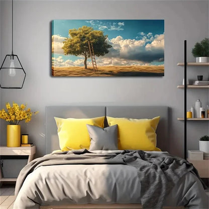 Serene Landscape with Lone Wall Art canvas office home room framed 120x60cm