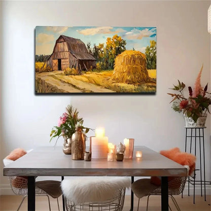 Serene Valley Landscape Rustic Wall Art Canvas Office Home Room Framed 120x60cm