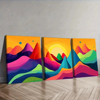 3pcs mountain landscape Wall Art Set Canvas Framed 50x70cm - High Quality Print 100% Australian Made Wall Canvas Ready to Hang