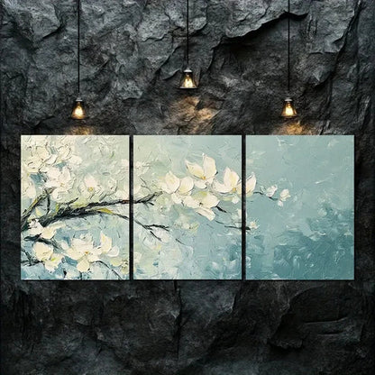 3pcs White Floral Flowers Beauty Nature Perfect Wall Art Set Canvas Unframed - High Quality Print 100% Australian Made Wall Canvas