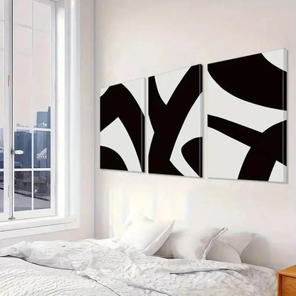 3pcs Black and White Decorative Wall Art Set Canvas Framed 50x70cm - High Quality Print 100% Australian Made Wall Canvas Ready to Hang