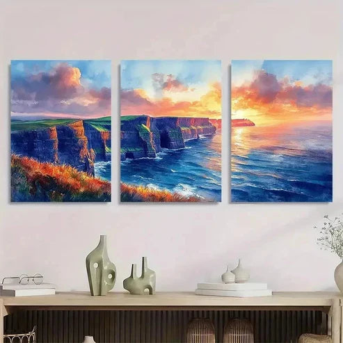 3pcs Coastal Landscape Seascape Wall Art Set Canvas Unframed - High Quality Print 100% Australian Made Wall Canvas - Bella Home Decor