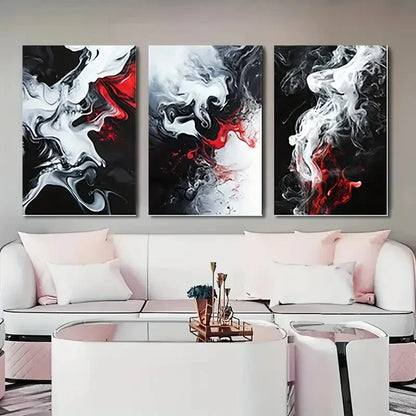 3pcs Elegant Abstract Red Black White   Wall Art Canvas Framed 40x60cm - High Quality Print 100% Australian Made Wall Canvas Ready to Hang - Bella Home Decor