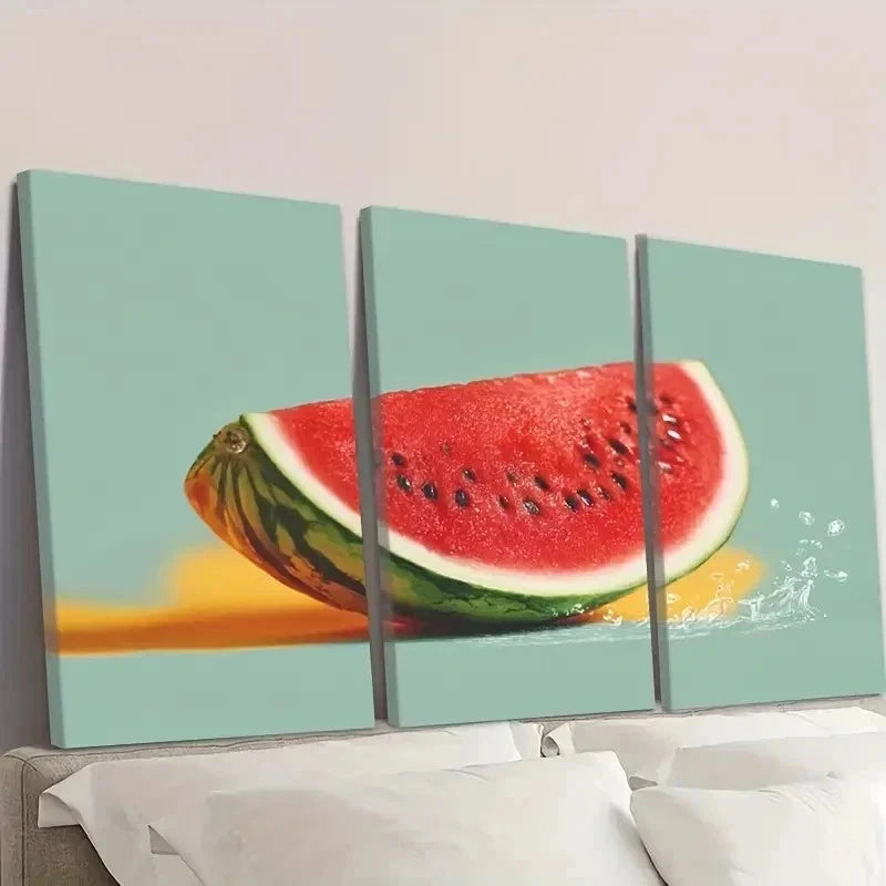 3pcs Watermelon Fruit Design Wall Art Set Canvas Framed 50x70cm - High Quality Print 100% Australian Made Wall Canvas Ready to Hang