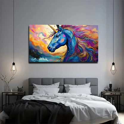 Vibrant Bohemian Unicorn Wall Art Canvas Office Home Room Framed 120x60cm