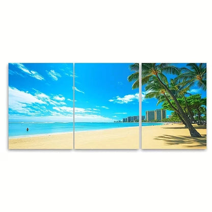 3pcs Waikiki  Beach Travel Prints Wall Art Set Canvas Framed 40x60cm – High Quality Print 100% Australian Made Wall Canvas Ready to Hang