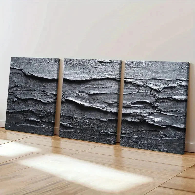 3pcs Black & White Abstract Mini Design    Wall Art Set Canvas Framed 50x70cm - High Quality Print 100% Australian Made Wall Canvas Ready to Hang - Bella Home Decor