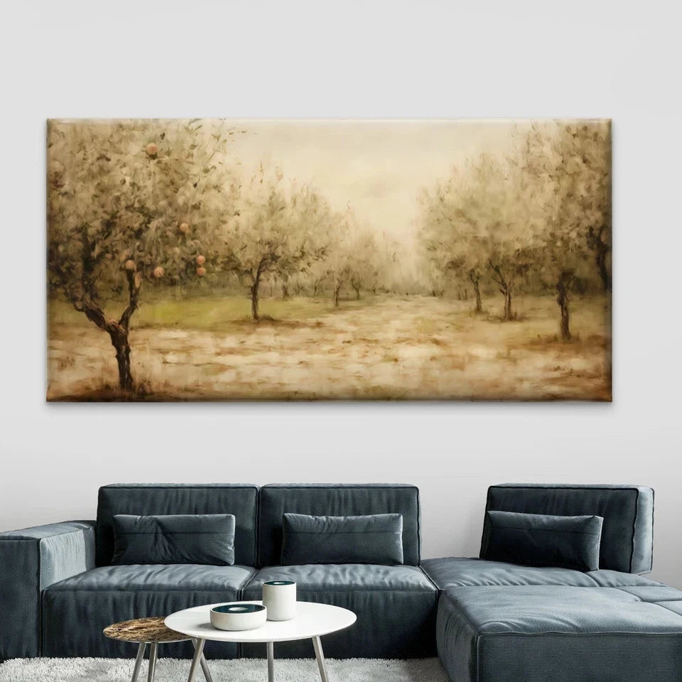 Vintage Peach Orchard Landscape Wall Art Canvas Office Home Room Framed 120x60cm