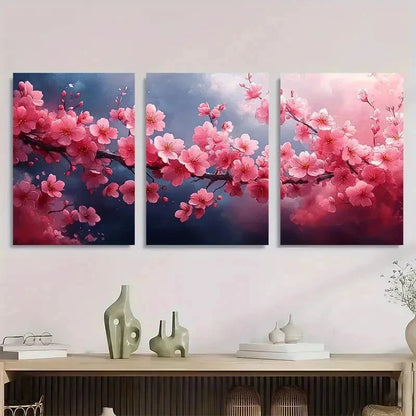 3pcs Sakura Blossom Floral Nature Perfect Wall Art Set Canvas Framed 60x90cm - High Quality Print 100% Australian Made Wall Canvas Ready to Hang