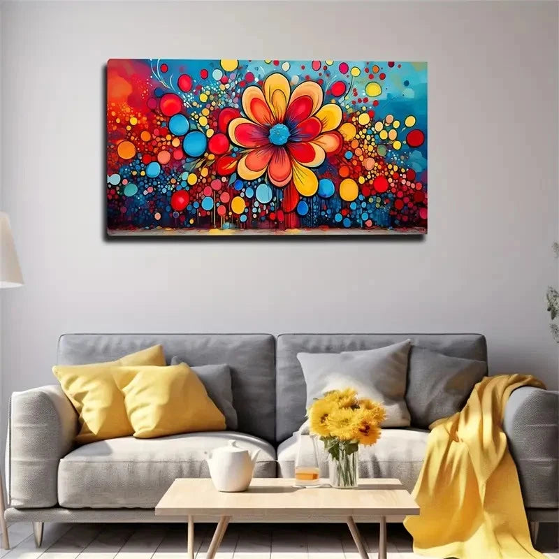 Mysterious Flowers Colorful Wall Art Canvas Office Home Room Framed 120x60cm