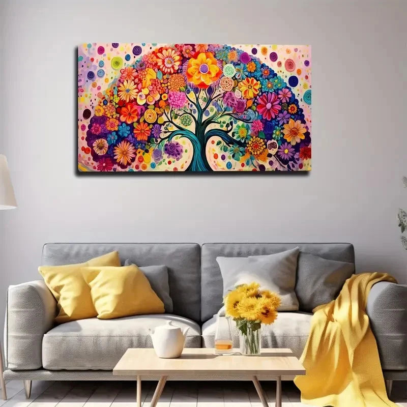 Mysterious Trees Blooming Wall Art Canvas Office Home Room Framed 120x60cm