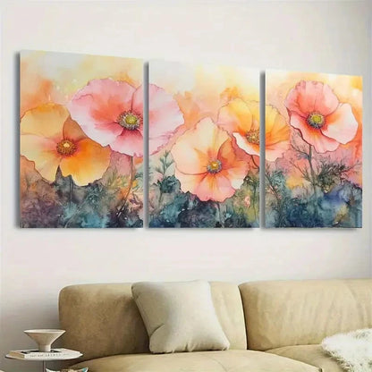 3pcs Serene Blooms Wall Art Set Canvas Framed 50x70cm - High Quality Print 100% Australian Made Wall Canvas Ready to Hang