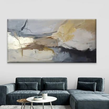 Abstract Beige Gray White Wall Art Canvas Office Home Room Framed 120x60cm