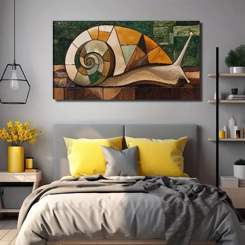 Abstract Snail Perfect Wall Art Canvas Office Home Room Framed 120x60cm