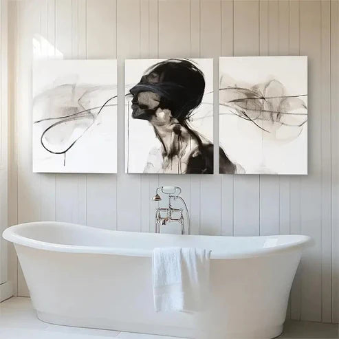 3pcs Abstract Black and White Human Form Perfect Wall Art Canvas Unframed - High Quality Print 100% Australian Made Wall Canvas - Bella Home Decor