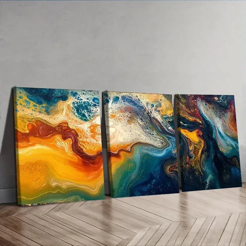 3pcs Rotate the Color in the Painting Perfect Wall Art Set Canvas Unframed - High Quality Print 100% Australian Made Wall Canvas