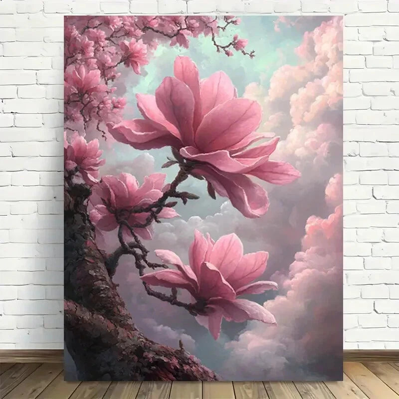 Beautiful Cherry Blossom Modern Painting 40x60cm Metal Print Ready to Hang - Bella Home Decor