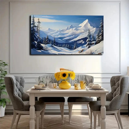 Serene Snowy Mountain Landscape Wall Art Canvas Office Home Room Framed 120x60cm