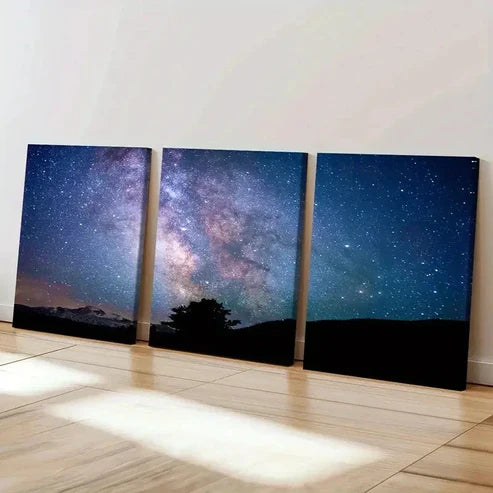 3pcs Milky Way and Starry Sky Wall Art Set Canvas Unframed - High Quality Print 100% Australian Made Wall Canvas