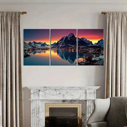 3pcs Norway Lofoten Islands Landscape Wall Art Set Canvas Framed 60x90cm - High Quality Print 100% Australian Made Wall Canvas Ready to Hang