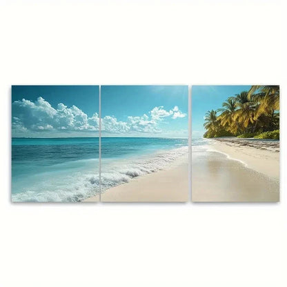 3pcs Paradise Beach ER   Wall Art Set Canvas Framed 50x70cm - High Quality Print 100% Australian Made Wall Canvas Ready to Hang