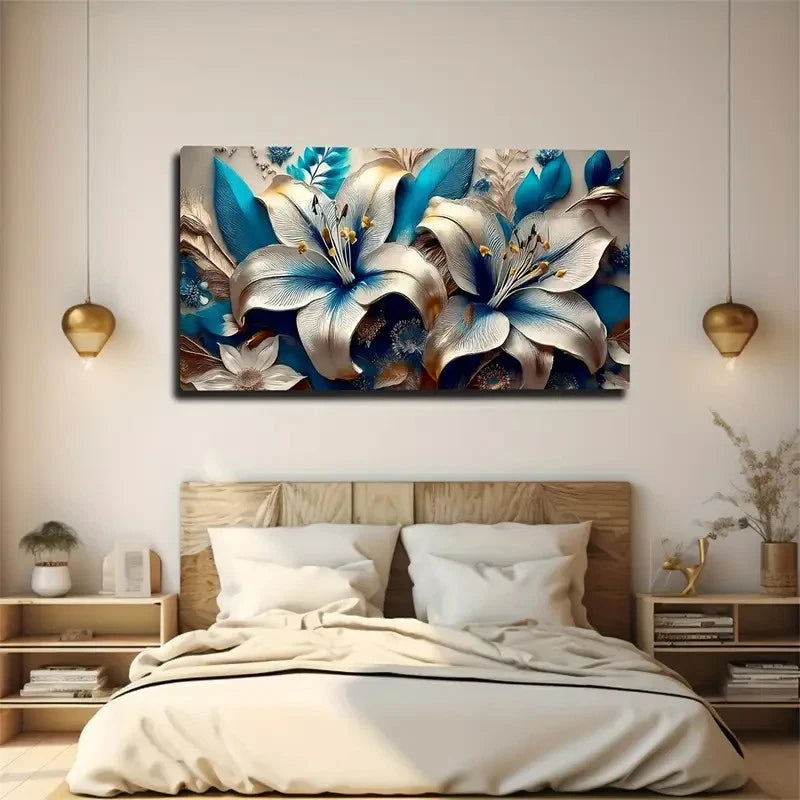 Lily Flower Decor Wall Art Canvas Office Home Room Framed 120x60cm