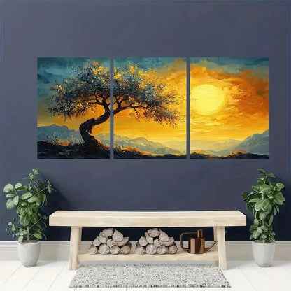 3pcs Vibrant Abstract Van Gogh Olive Tree Wall Art Set Canvas Framed 50x70cm - High Quality Print 100% Australian Made Wall Canvas Ready to Hang - Bella Home Decor